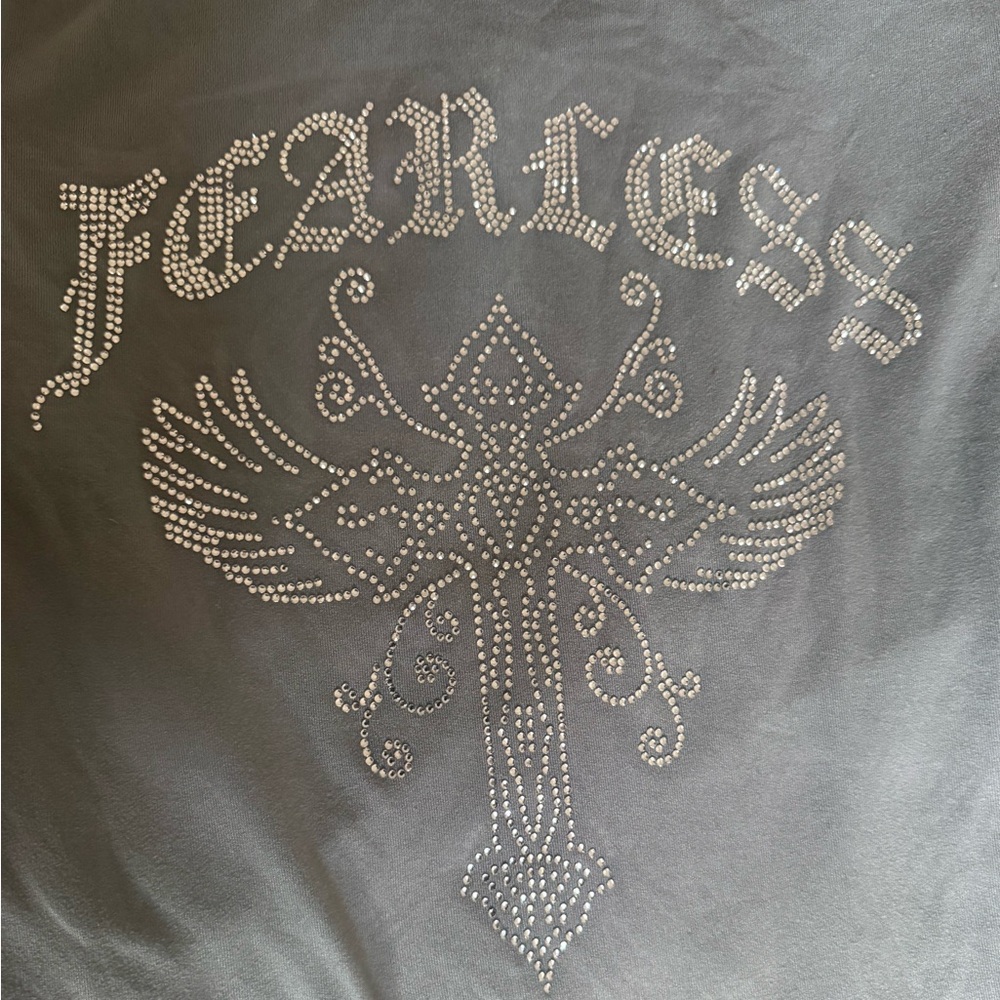 Charlotte Russe Gray Top with Silver Embellishments